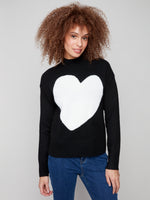 SWEATER | INTARSIA HEART-Jackets & Sweaters-CHARLIE B-SMALL-Black-Coriander
