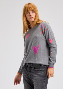 SWEATER | INTARSIA HEARTS-Jackets & Sweaters-ZAKET & PLOVER-Coriander