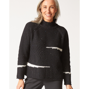 SWEATER | MIXED CABLE STITCH PULLOVER-Jackets & Sweaters-HABITAT-XSMALL-BLACK-Coriander