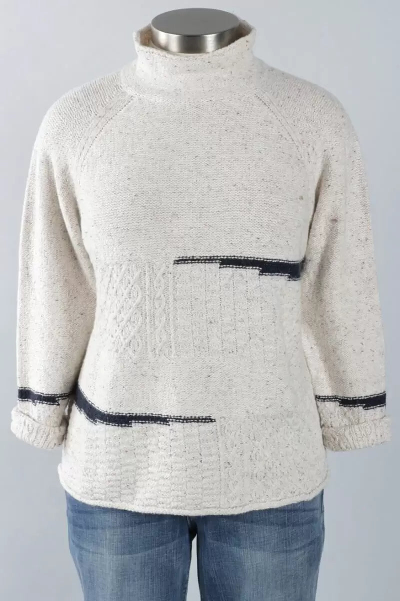 SWEATER | MIXED CABLE STITCH PULLOVER-Jackets & Sweaters-HABITAT-XSMALL-WINTER WHITE-Coriander