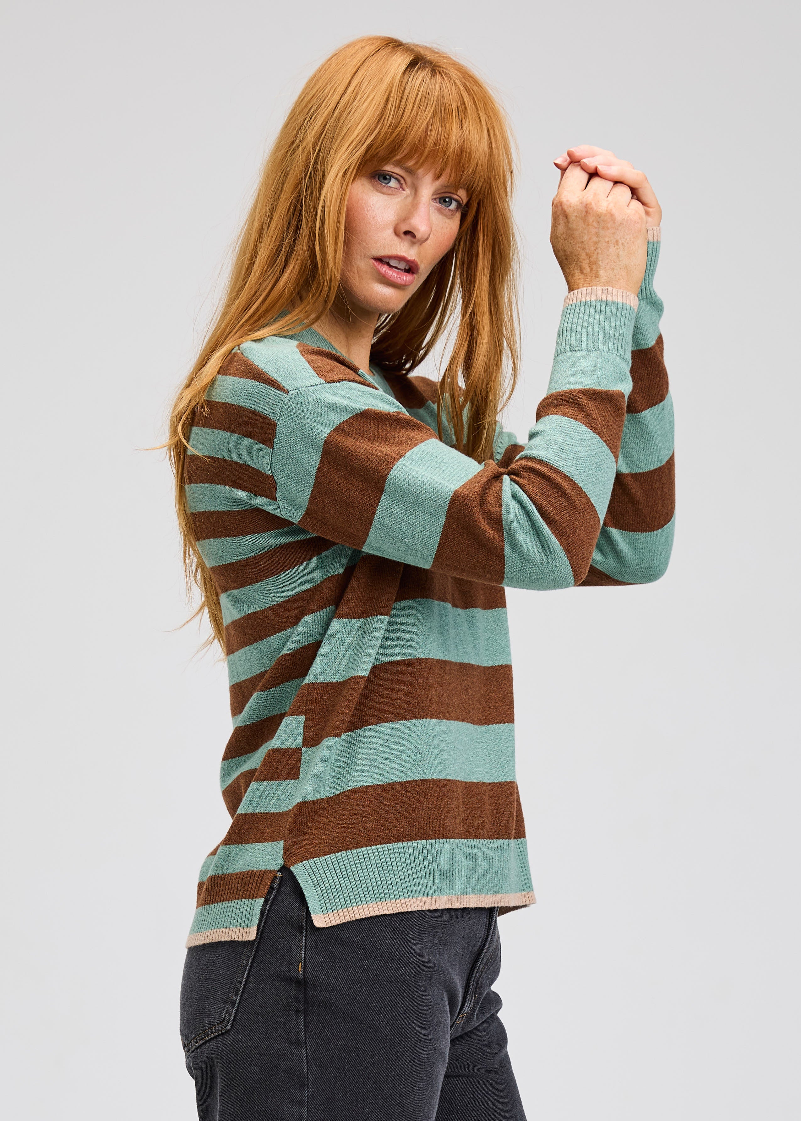 SWEATER | MULTI STRIPE CREW-Jackets & Sweaters-ZAKET & PLOVER-Coriander