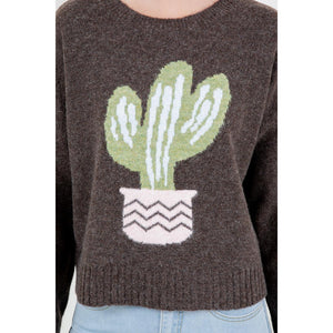 SWEATER | PULLOVER CACTUS-Jackets & Sweaters-DREAMERS BY DEBUT-SMALL-MED-COFFEE-Coriander