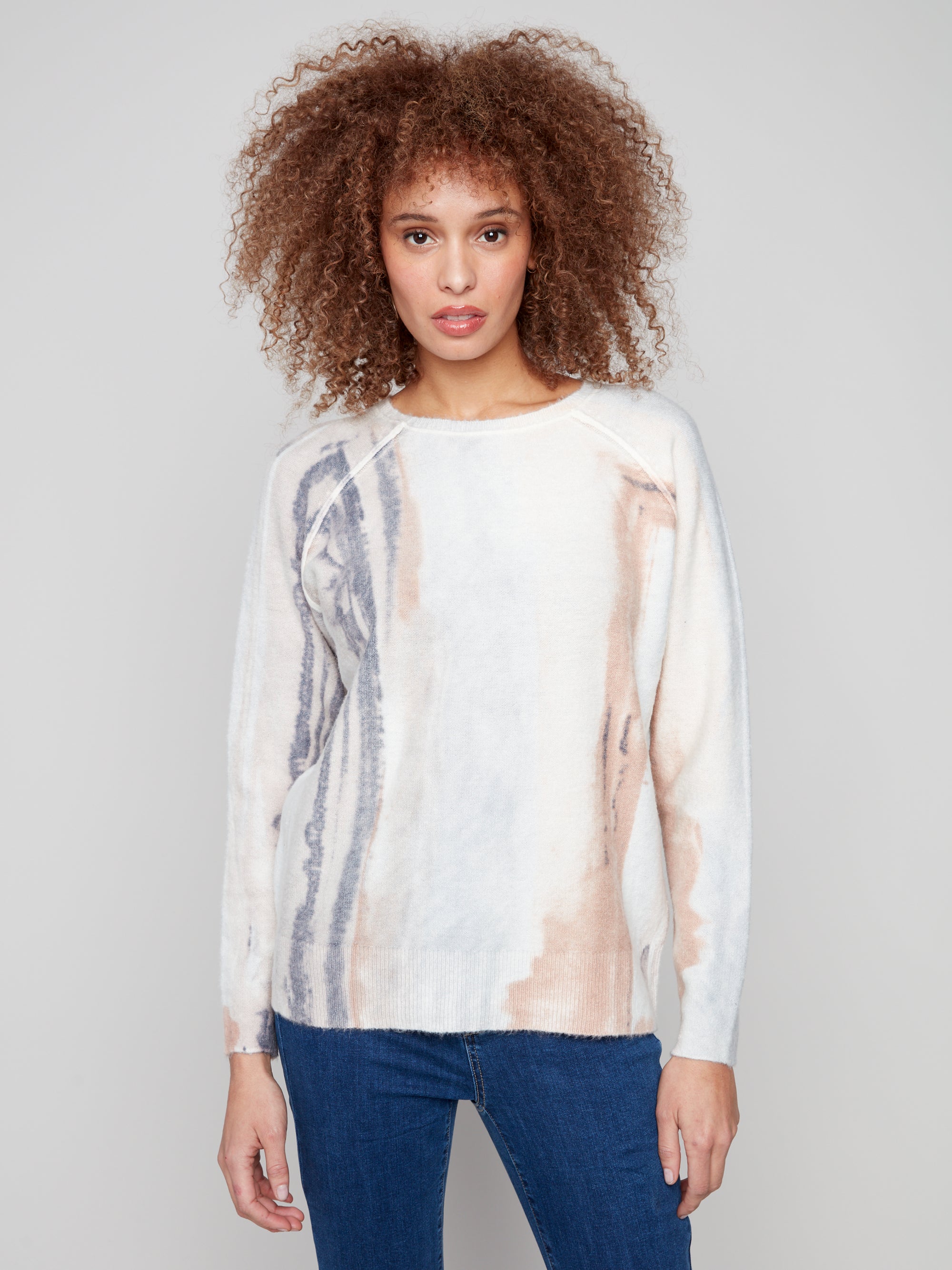 SWEATER | REVERSIBLE PRINTED RAGLAN-Jackets & Sweaters-CHARLIE B-Coriander