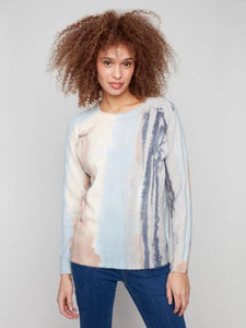 SWEATER | REVERSIBLE PRINTED RAGLAN-Jackets & Sweaters-CHARLIE B-XSMALL-WATERCOLOUR-Coriander
