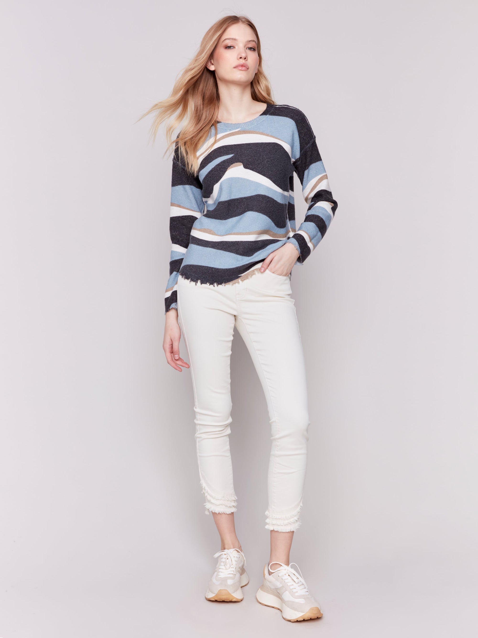 SWEATER | REVERSIBLE RAW EDGE PLUSHY CREW-Jackets & Sweaters-CHARLIE B-Coriander