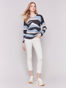 SWEATER | REVERSIBLE RAW EDGE PLUSHY CREW-Jackets & Sweaters-CHARLIE B-Coriander
