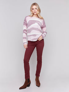 SWEATER | REVERSIBLE RAW EDGE PLUSHY CREW-Jackets & Sweaters-CHARLIE B-Coriander