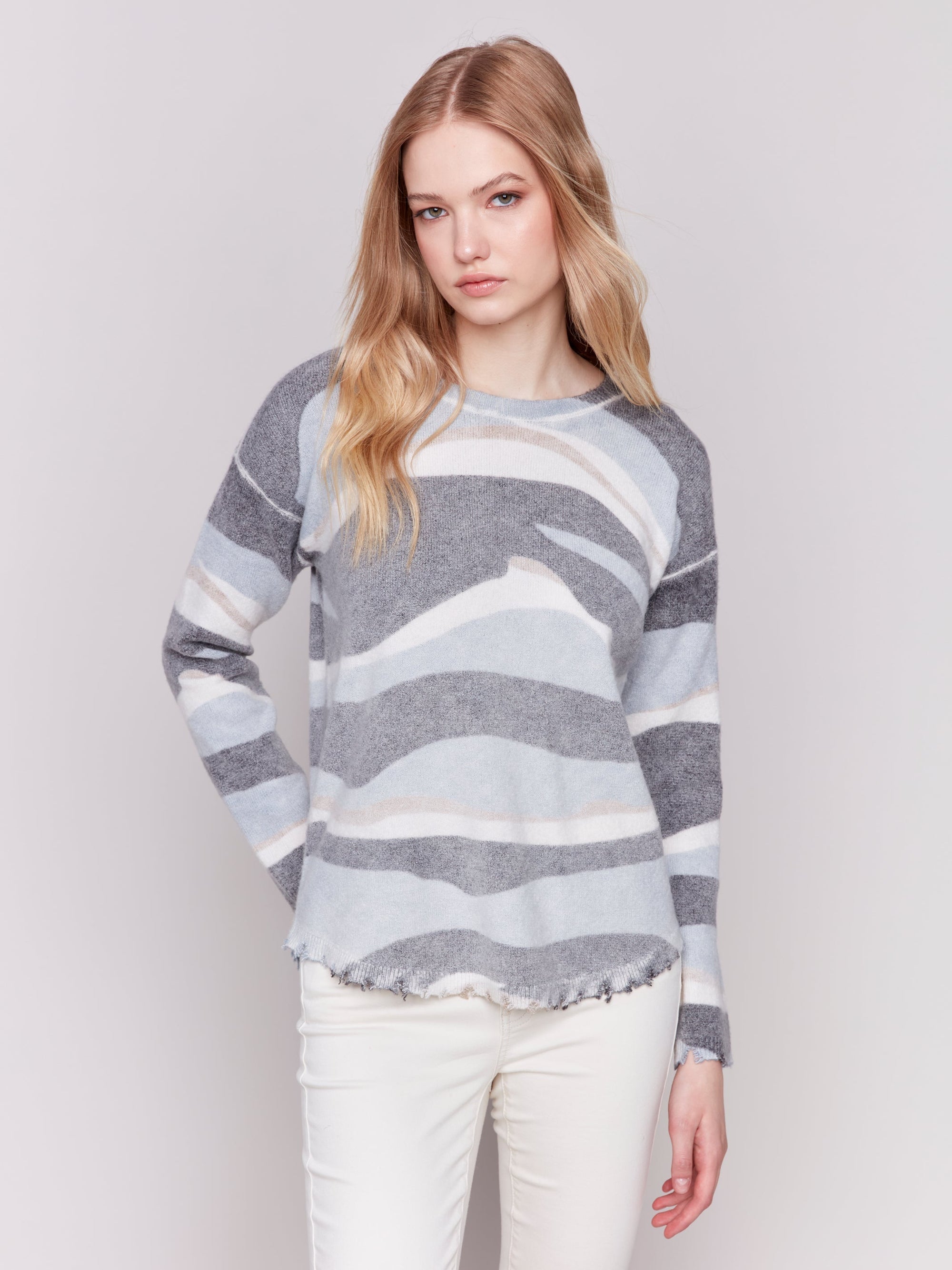SWEATER | REVERSIBLE RAW EDGE PLUSHY CREW-Jackets & Sweaters-CHARLIE B-Coriander