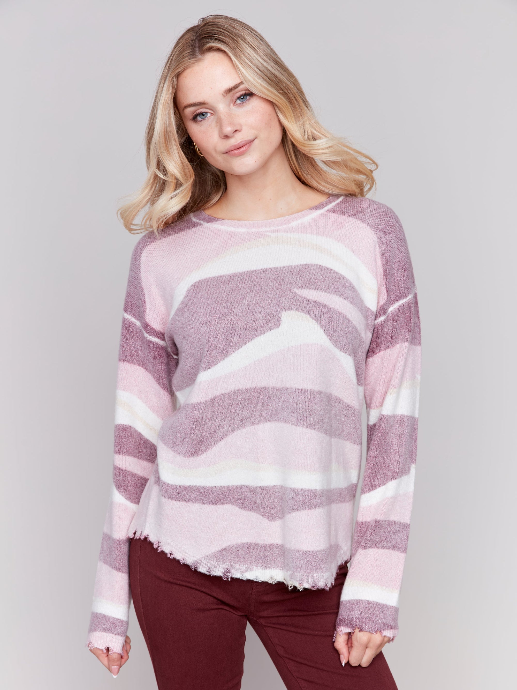 SWEATER | REVERSIBLE RAW EDGE PLUSHY CREW-Jackets & Sweaters-CHARLIE B-Coriander