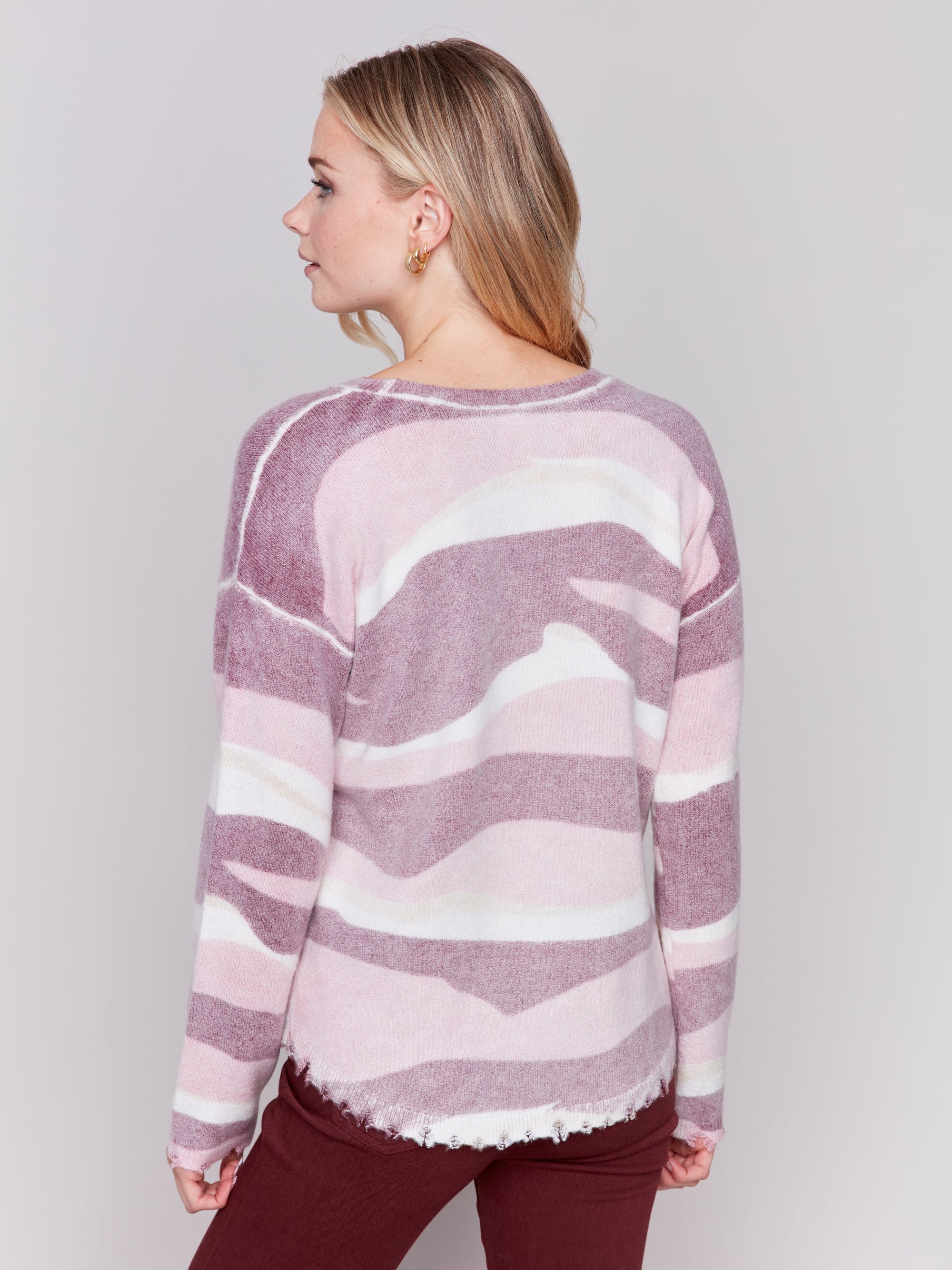 SWEATER | REVERSIBLE RAW EDGE PLUSHY CREW-Jackets & Sweaters-CHARLIE B-Coriander