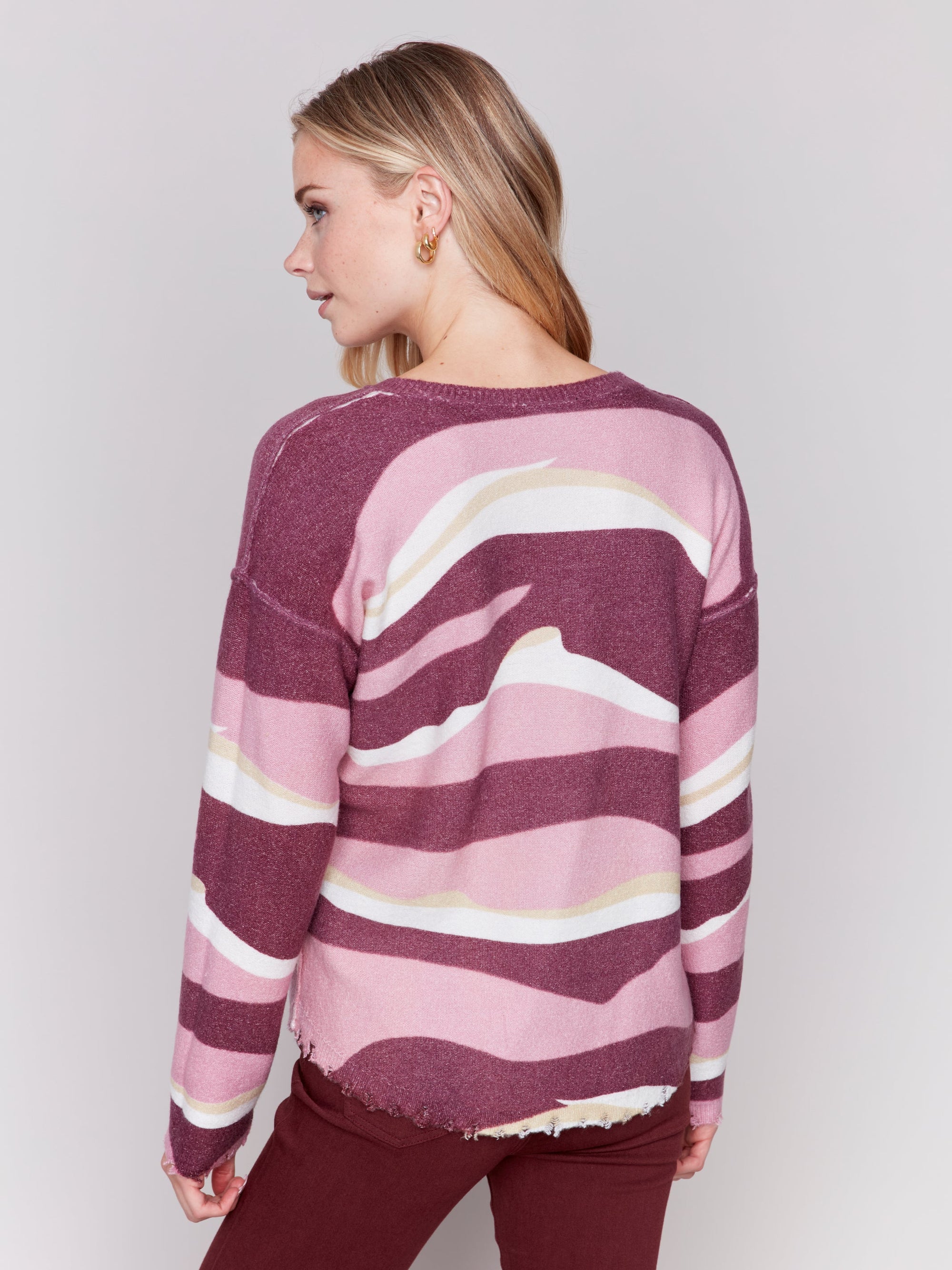 SWEATER | REVERSIBLE RAW EDGE PLUSHY CREW-Jackets & Sweaters-CHARLIE B-Coriander