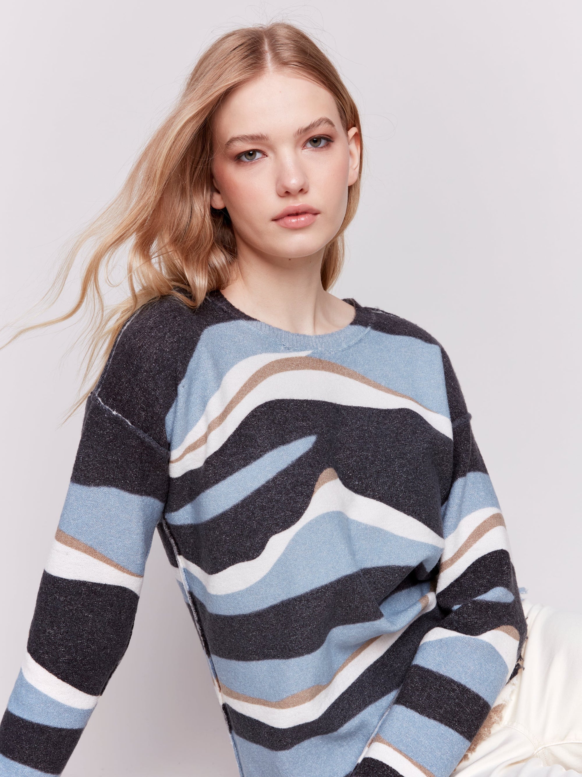 SWEATER | REVERSIBLE RAW EDGE PLUSHY CREW-Jackets & Sweaters-CHARLIE B-Coriander