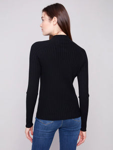 SWEATER | RIBBED KNIT MOCK NECK-Jackets & Sweaters-CHARLIE B-Coriander