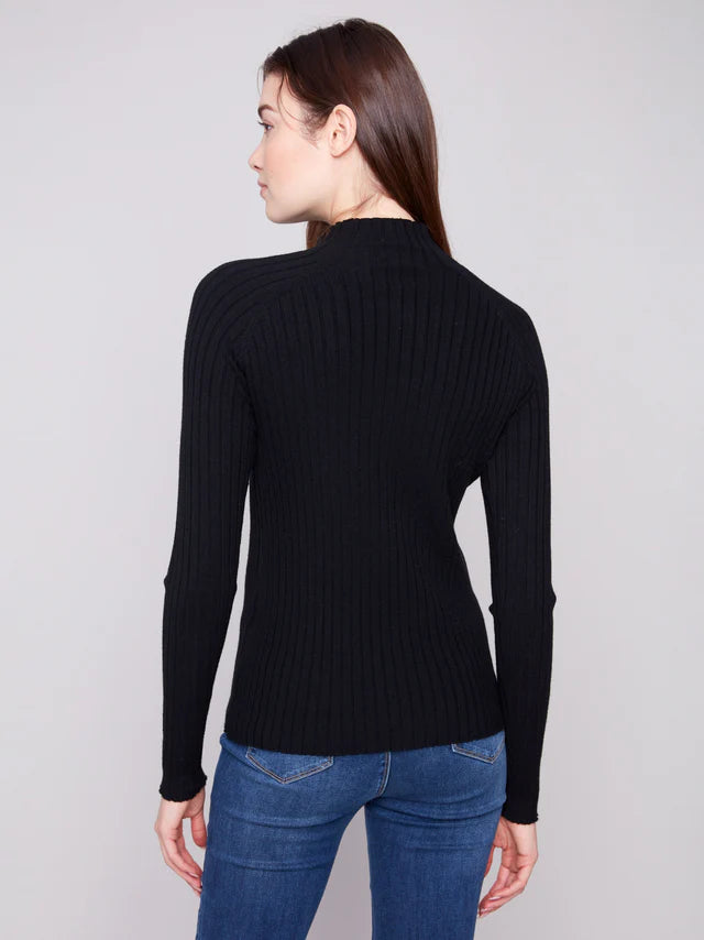 SWEATER | RIBBED KNIT MOCK NECK-Jackets & Sweaters-CHARLIE B-Coriander