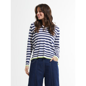 SWEATER | STRIPE V-Sweaters-ZAKET & PLOVER-XSMALL-WHITE-Coriander