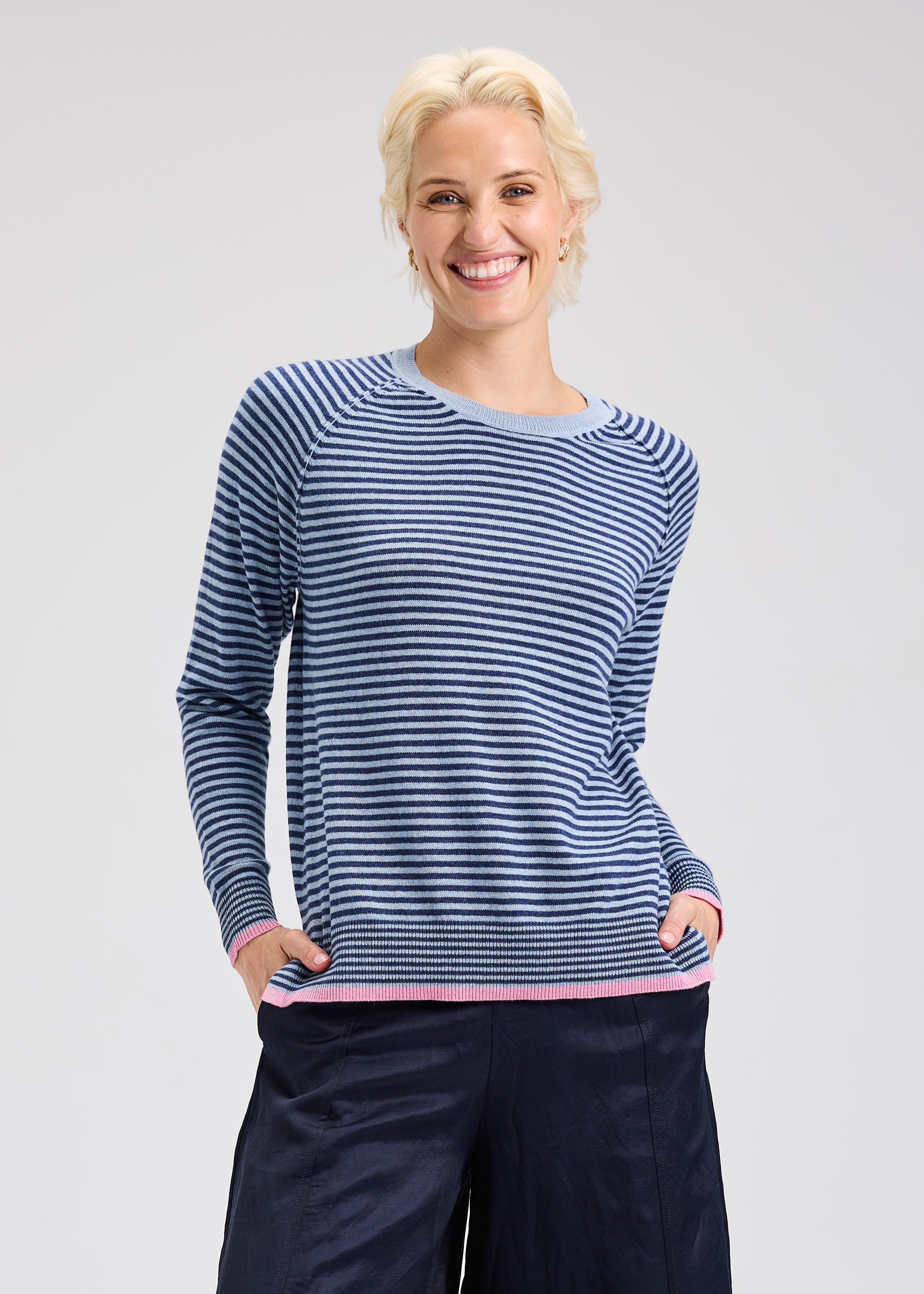 SWEATER | STRIPED CREW-Jackets & Sweaters-ZAKET & PLOVER-XSMALL-JEAN-Coriander