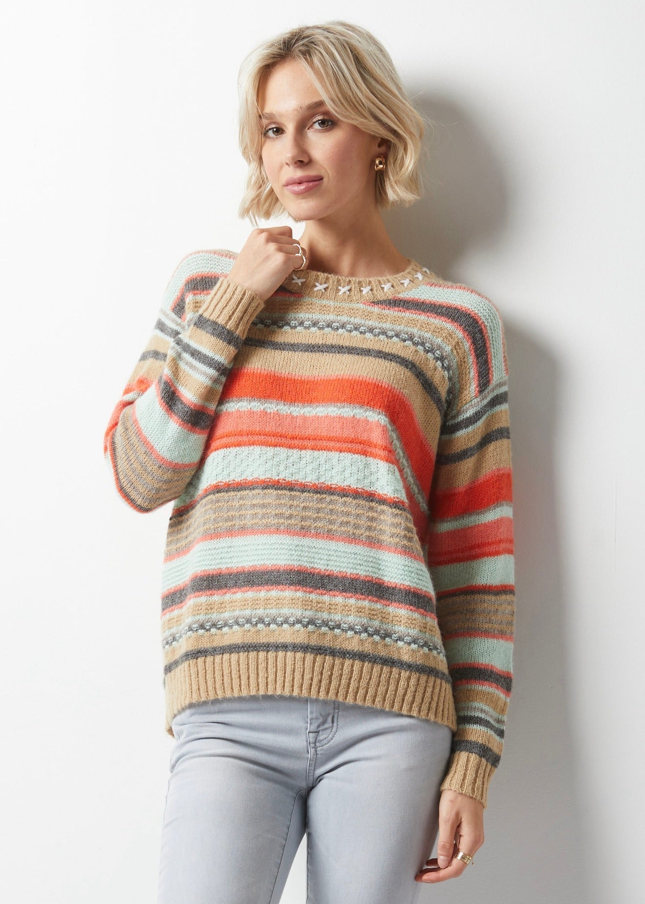SWEATER | TEXTURED CREW-Jackets & Sweaters-ZAKET & PLOVER-XSMALL-OAT-Coriander