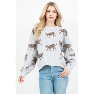 SWEATER | TIGER PRINT-Jackets & Sweaters-DREAMERS BY DEBUT-Coriander