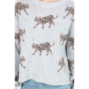 SWEATER | TIGER PRINT-Jackets & Sweaters-DREAMERS BY DEBUT-SMALL-MED-GREY-Coriander