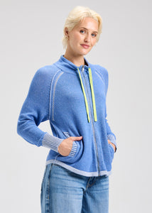SWEATER | TWO-TONE ZIPUP-Jackets & Sweaters-ZAKET & PLOVER-XSMALL-CHAMBRAY-Coriander