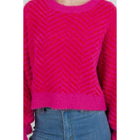 SWEATER | ZIG ZAG CHEVRON-Jackets & Sweaters-DREAMERS BY DEBUT-SMALL-MED-FUSCHIA-Coriander