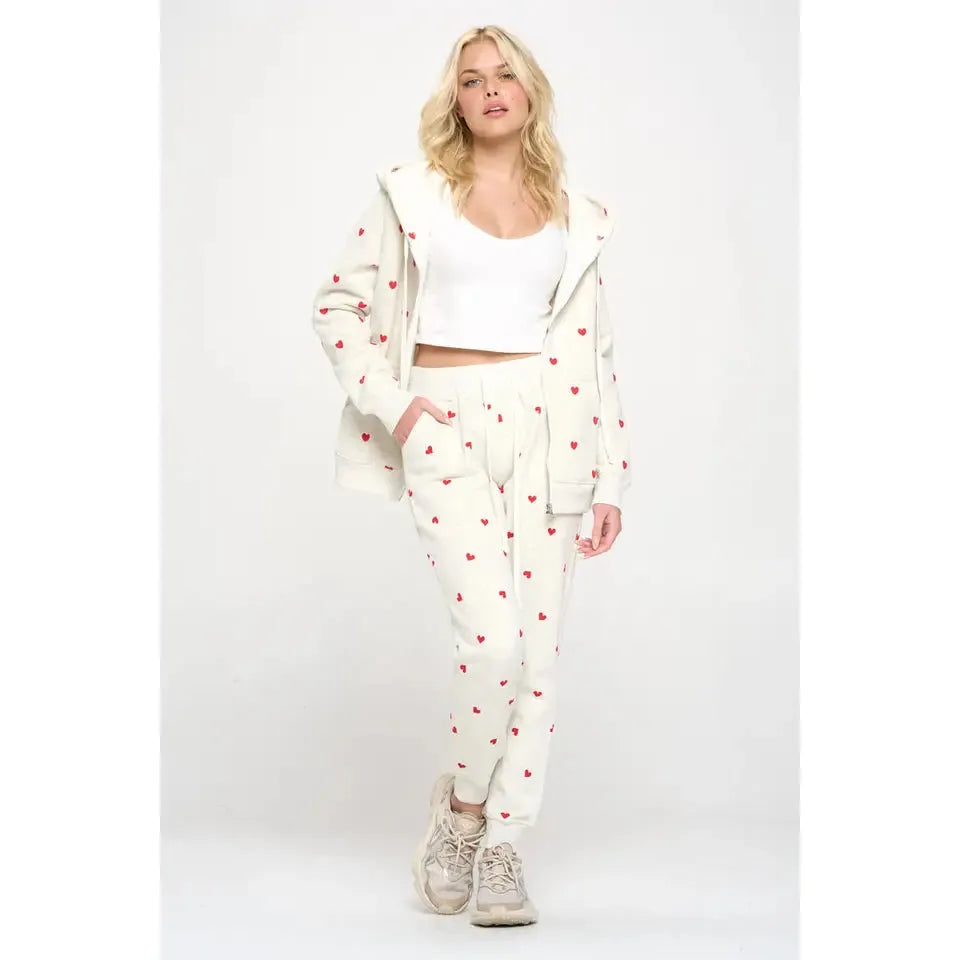SWEATPANT | HEART ALL OVER-Bottoms-SM WARDROBE-Coriander