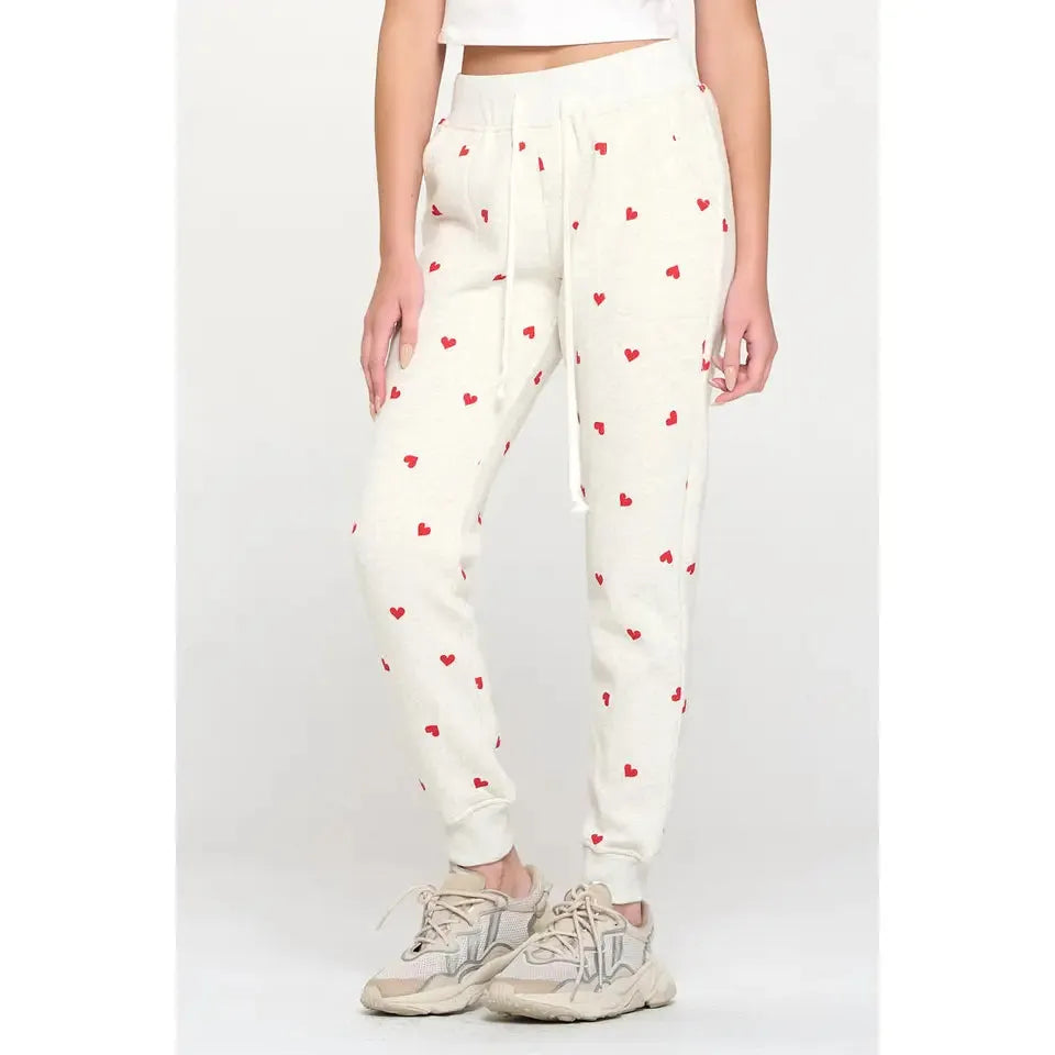 SWEATPANT | HEART ALL OVER-Bottoms-SM WARDROBE-Coriander