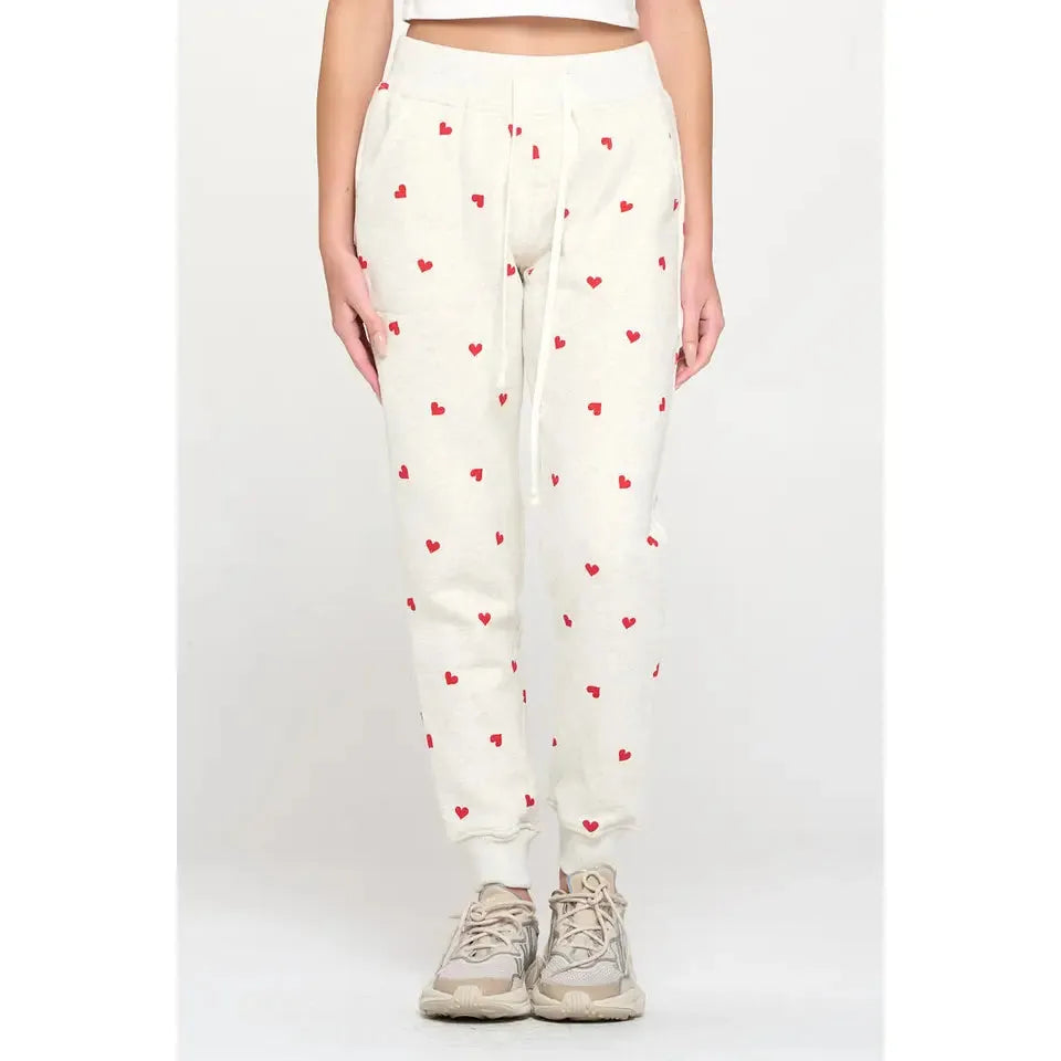 SWEATPANT | HEART ALL OVER-Bottoms-SM WARDROBE-Coriander