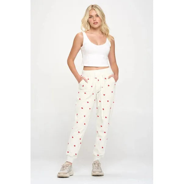 SWEATPANT | HEART ALL OVER-Bottoms-SM WARDROBE-Coriander
