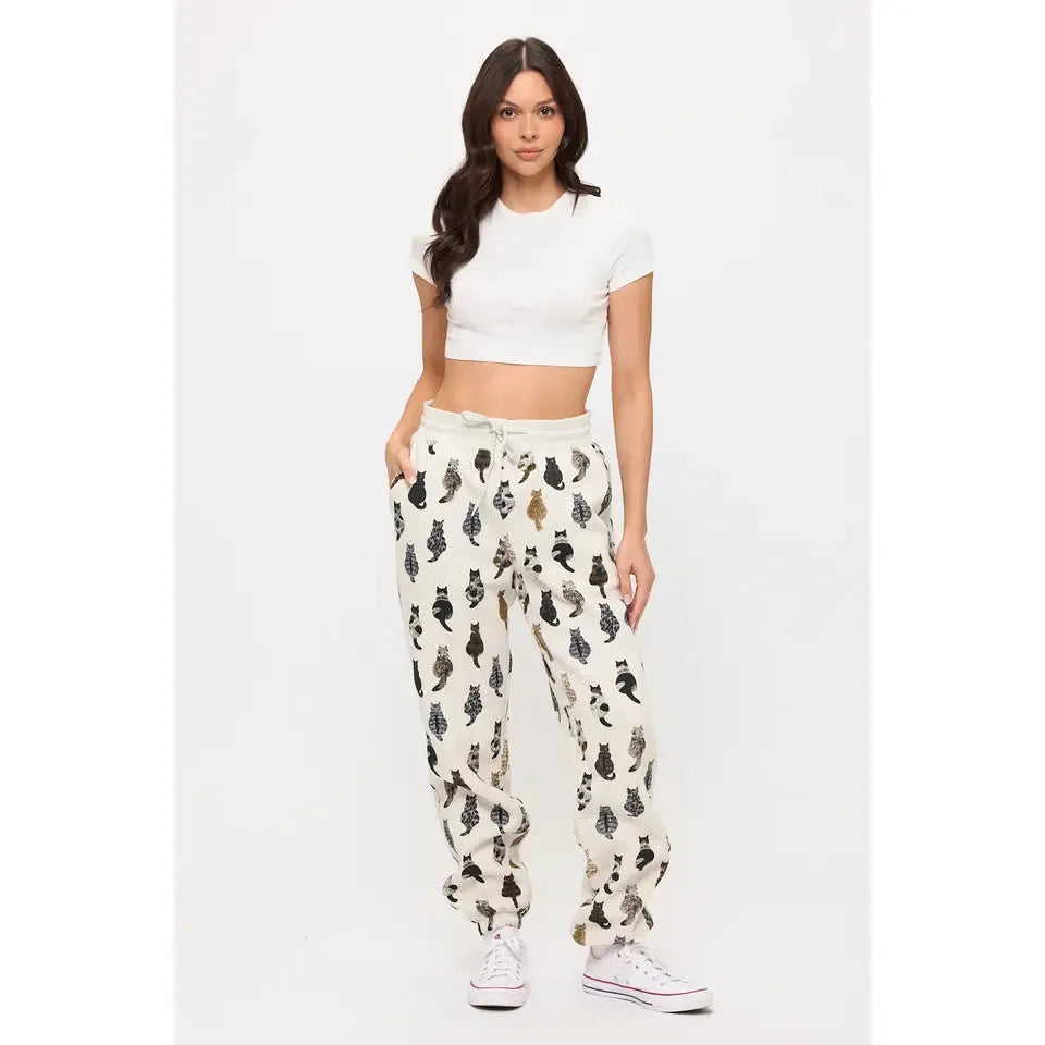 SWEATPANTS | WHIMSICAL CAT TAILS-Bottoms-SM WARDROBE-SMALL-Coriander