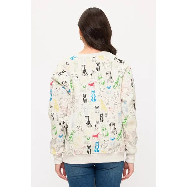 SWEATSHIRT | COLOURFUL GRAPHIC DOGS PRINT-Tops-SM WARDROBE-Coriander