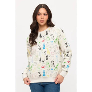 SWEATSHIRT | COLOURFUL GRAPHIC DOGS PRINT-Tops-SM WARDROBE-SMALL-Coriander