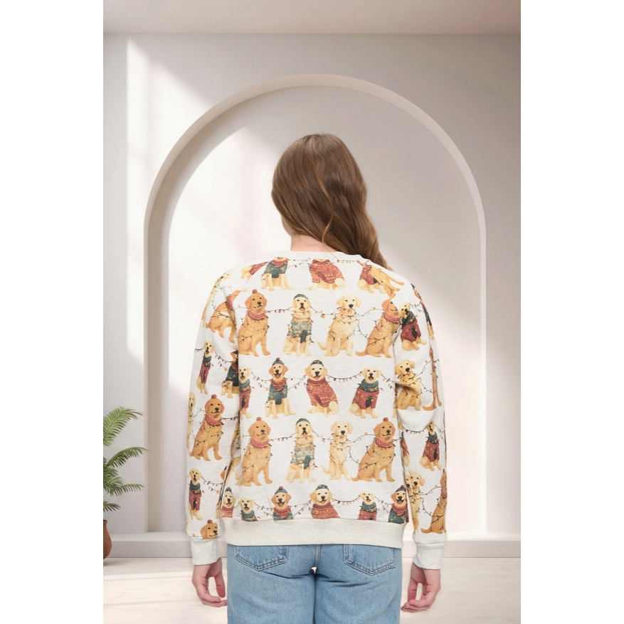 SWEATSHIRT | FESTIVE GOLDEN RETREIVERS-Uncategorised-SM WARDROBE-Coriander