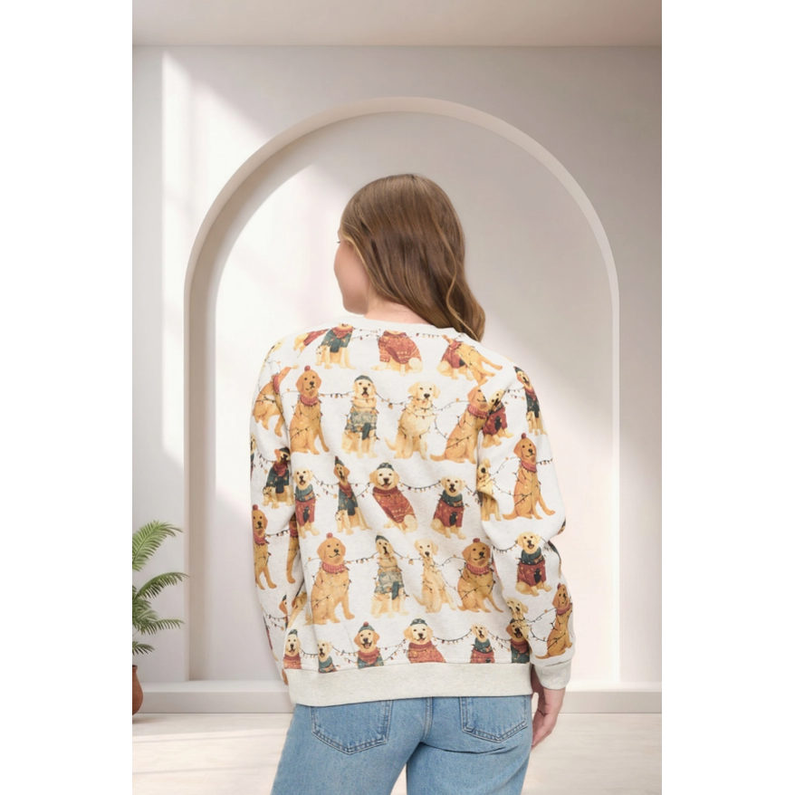SWEATSHIRT | FESTIVE GOLDEN RETREIVERS-Uncategorised-SM WARDROBE-Coriander