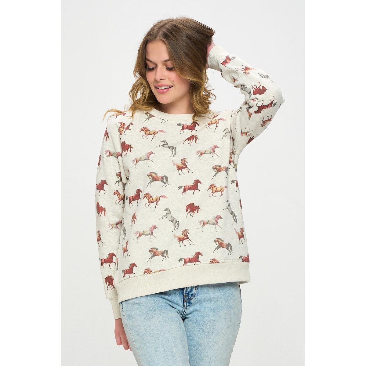 SWEATSHIRT | HORSE-Tops-SM WARDROBE-SMALL-Coriander