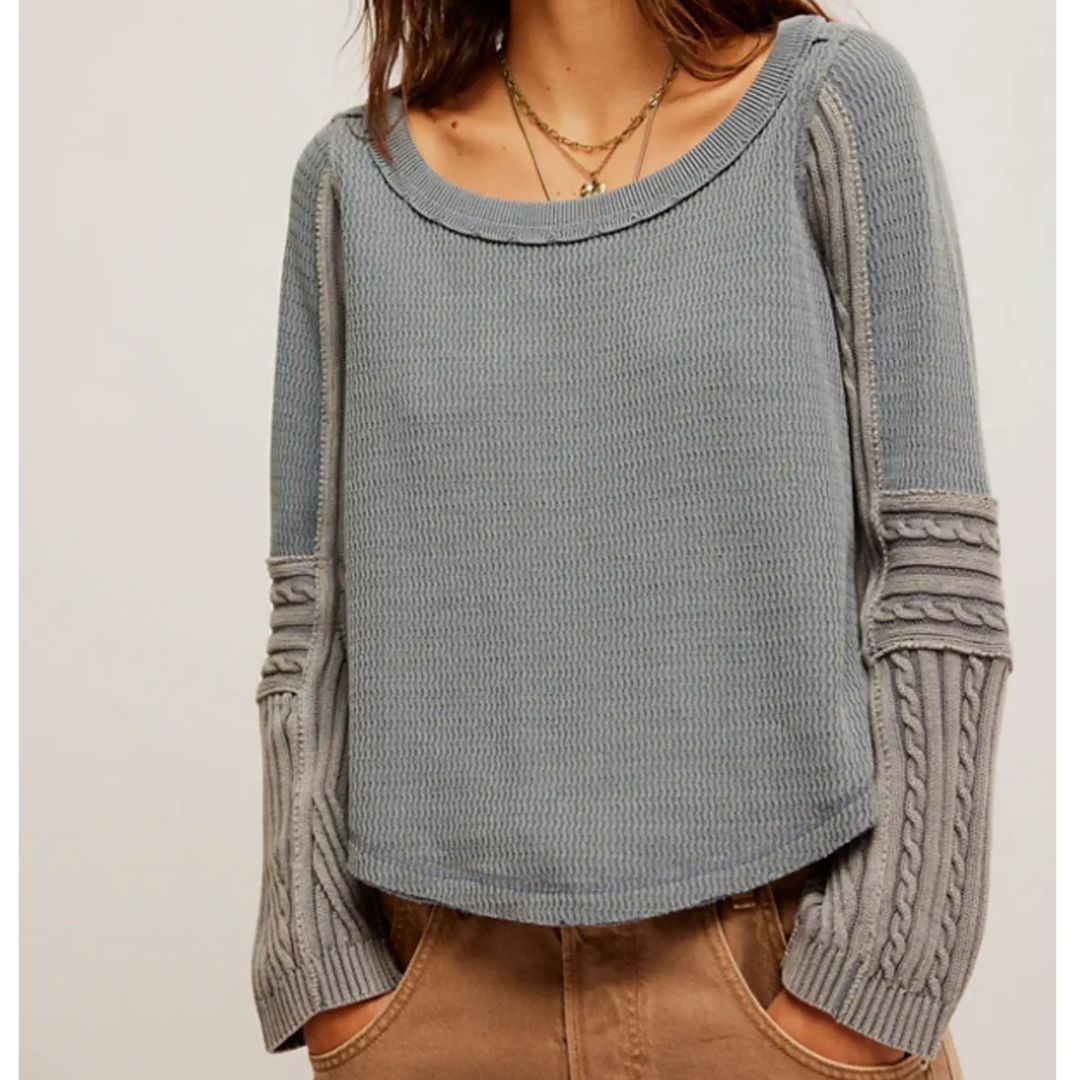 SWINGING CABLE CUFF TOP-Top-FREE PEOPLE-SMALL-WEATHERVANE-Coriander