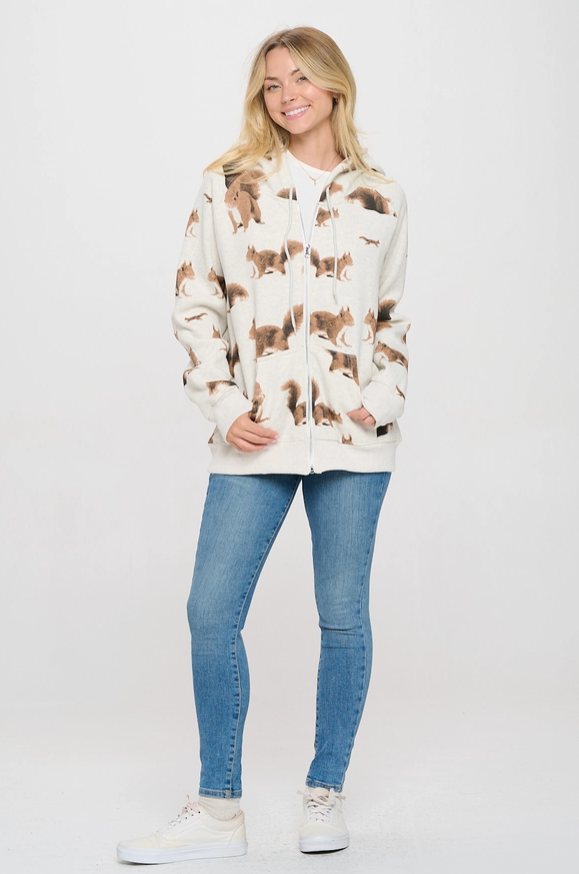 ZIP UP HOODIE | SQUIRRELS ALL OVER