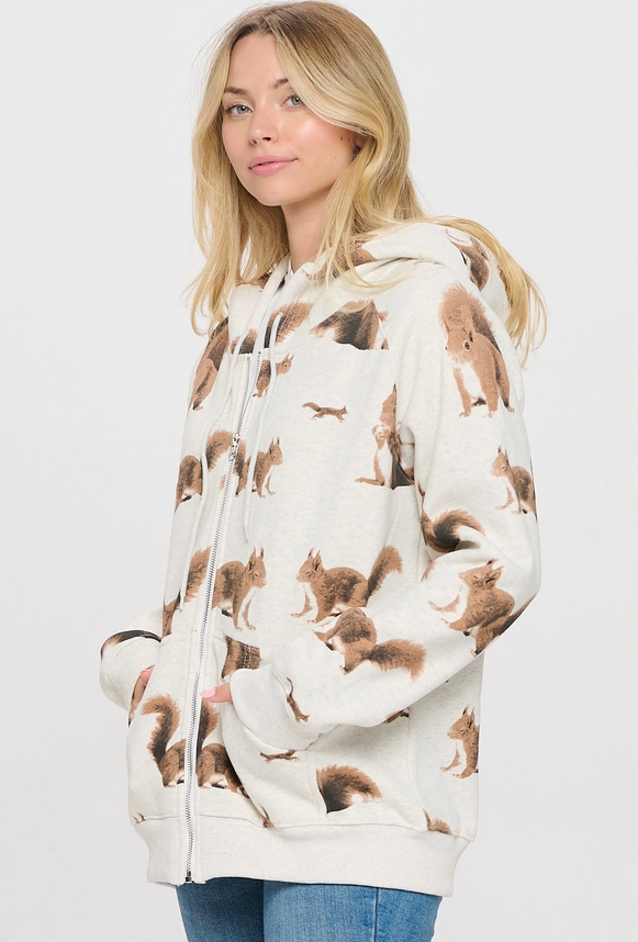 ZIP UP HOODIE | SQUIRRELS ALL OVER