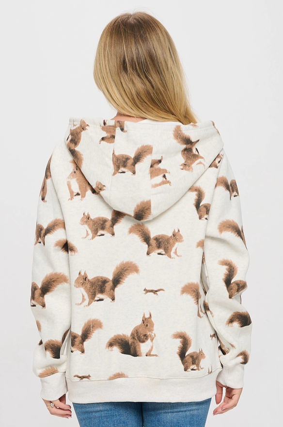 ZIP UP HOODIE | SQUIRRELS ALL OVER
