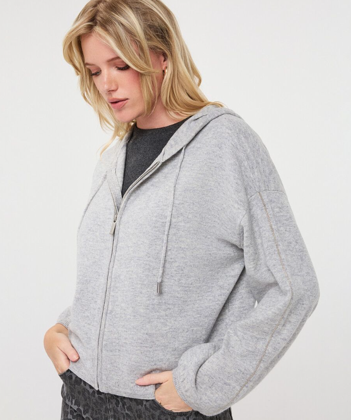 HOODED CARDIGAN | FINE CHAIN WOOL