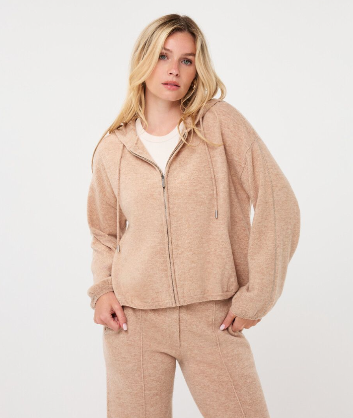 HOODED CARDIGAN | FINE CHAIN WOOL