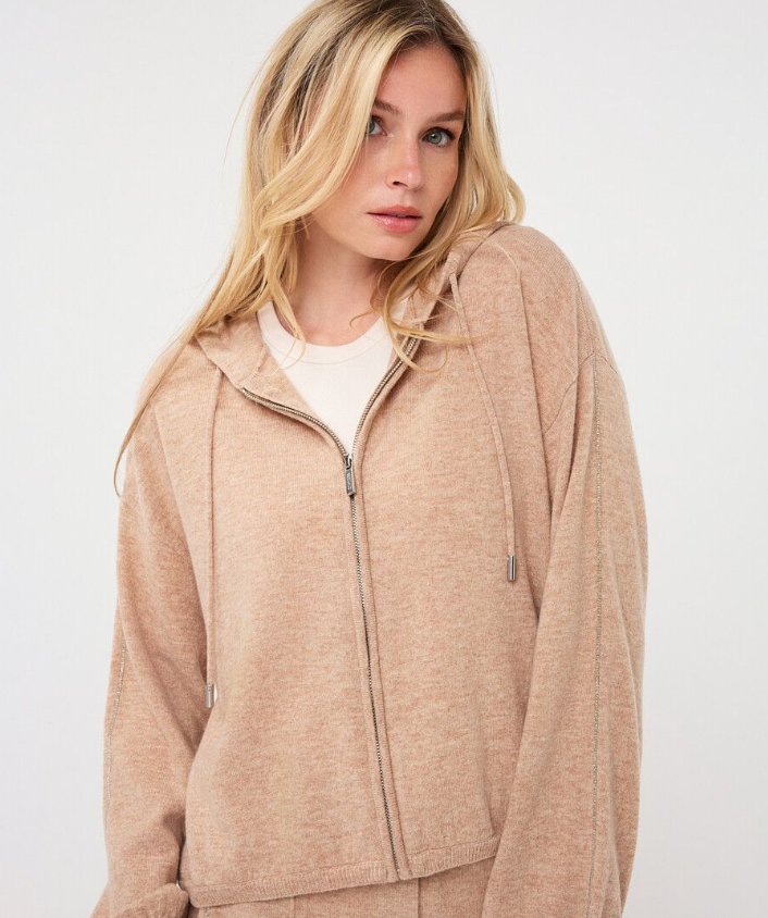 HOODED CARDIGAN | FINE CHAIN WOOL