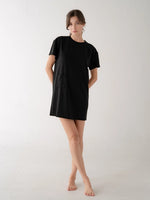 T-SHIRT DRESS | SHORT with POCKETS-Dresses-ELLE GREY-SMALL-Black-Coriander