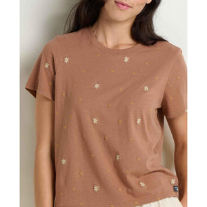 T-SHIRT | RE-FORM EMBROIDERED CREW-Tops-TOAD&CO-SMALL-CATTAIL EMBROIDERY-Coriander