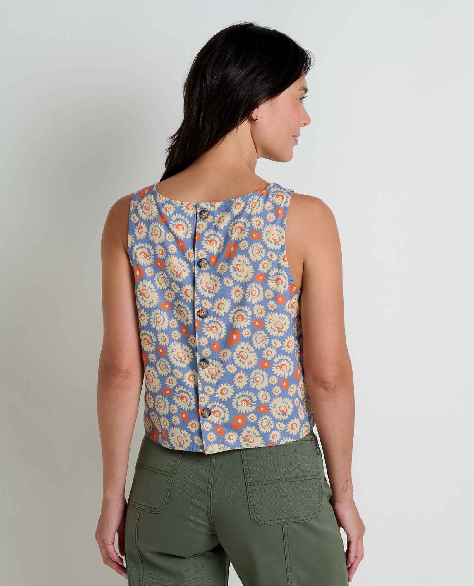 TAJ HEMP BUTTON BACK TANK-Top-TOAD&CO-Coriander
