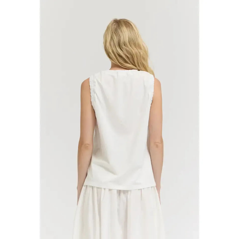 TANK TOP | COTTON JERSEY RUFFLE-Top-GRADE AND GATHER-Coriander