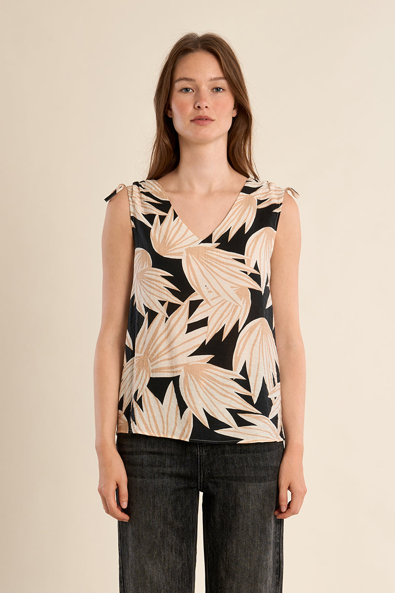 TANK TOP | FLORAL SHOULDER TIE-Top-MOLLY BRACKEN-Coriander