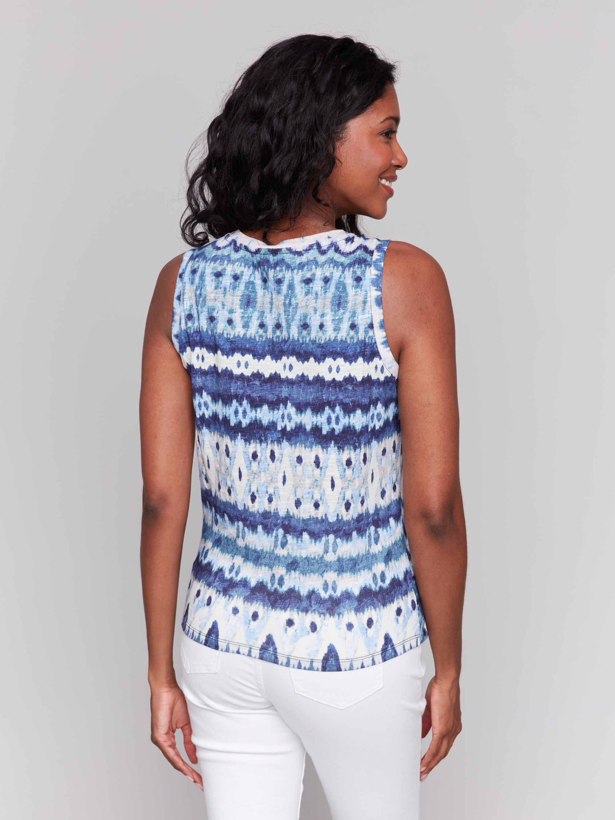 TANK TOP | PRINTED COTTON SLUB-Top-CHARLIE B-Coriander