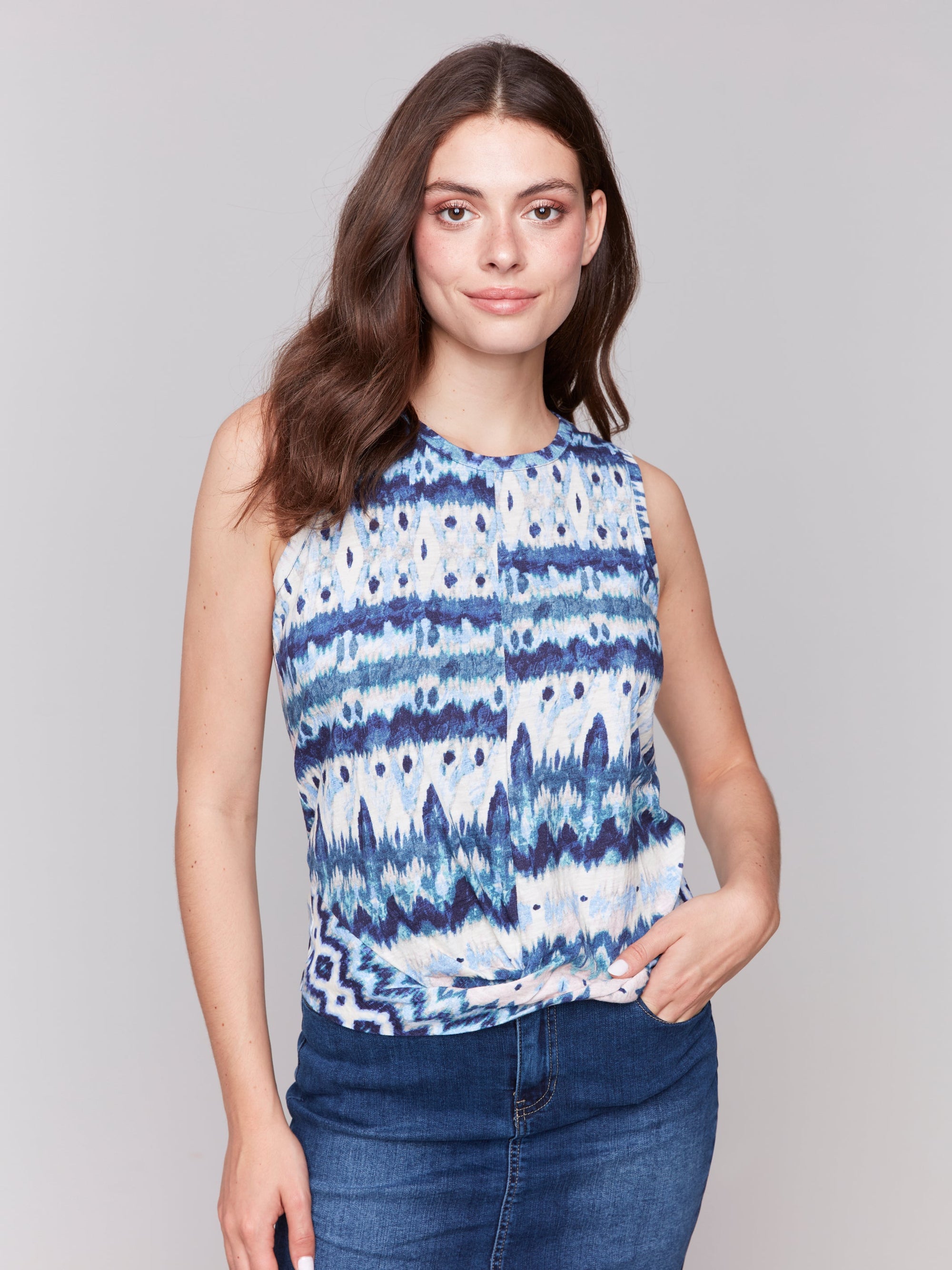 TANK TOP | PRINTED COTTON SLUB-Top-CHARLIE B-SMALL-LAKE TAHOE-Coriander