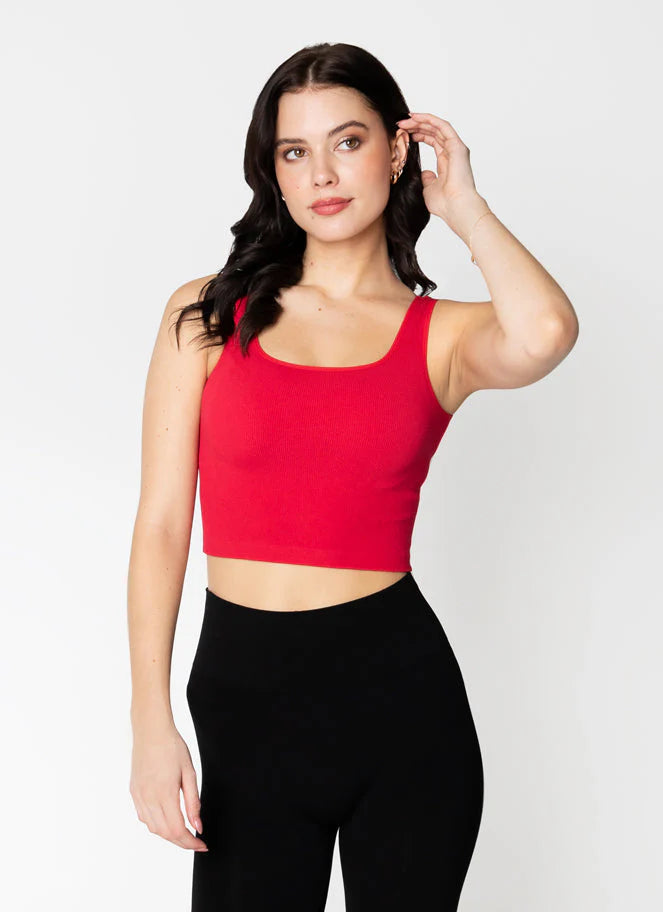 TANK TOP | RIBBED SQUARE NECK-Basic-CEST MOI-ONE-CHILI-Coriander